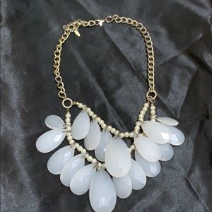 J Crew White Beaded Bib Statement Necklace